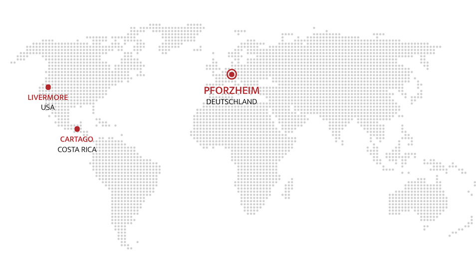 ADMEDES Standorte auf einer Weltkarte